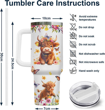 Funny Cow Forgot What Was 40 oz Tumbler with Handle, Cow Lover Gift | Ranch Lover Gift, Heifer Ranch Farmhouse Cattle Moo Barnyard Humor Witty Hilarious Comedy Tumbler