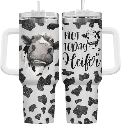 Funny Cow Forgot What Was 40 oz Tumbler with Handle, Cow Lover Gift | Ranch Lover Gift, Heifer Ranch Farmhouse Cattle Moo Barnyard Humor Witty Hilarious Comedy Tumbler