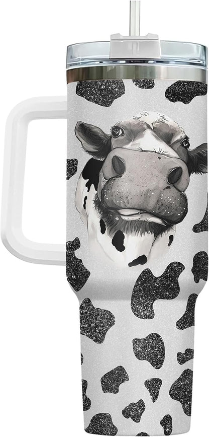 Funny Cow Forgot What Was 40 oz Tumbler with Handle, Cow Lover Gift | Ranch Lover Gift, Heifer Ranch Farmhouse Cattle Moo Barnyard Humor Witty Hilarious Comedy Tumbler