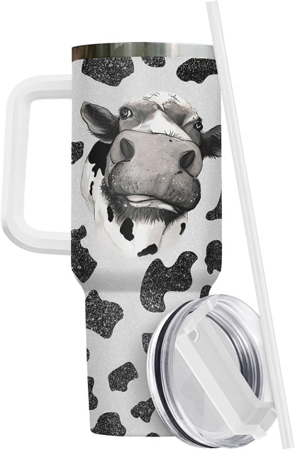 Funny Cow Forgot What Was 40 oz Tumbler with Handle, Cow Lover Gift | Ranch Lover Gift, Heifer Ranch Farmhouse Cattle Moo Barnyard Humor Witty Hilarious Comedy Tumbler