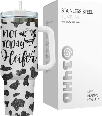 Funny Cow Forgot What Was 40 oz Tumbler with Handle, Cow Lover Gift | Ranch Lover Gift, Heifer Ranch Farmhouse Cattle Moo Barnyard Humor Witty Hilarious Comedy Tumbler