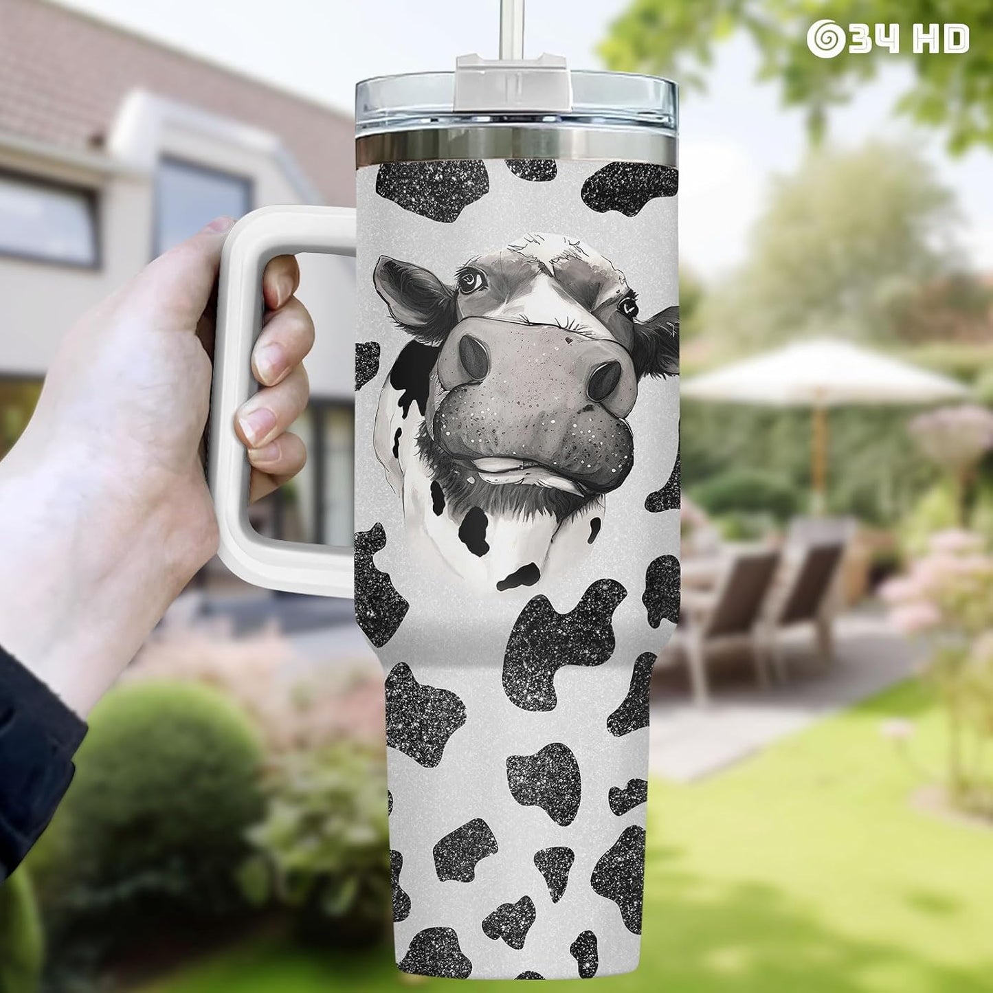 Funny Cow Forgot What Was 40 oz Tumbler with Handle, Cow Lover Gift | Ranch Lover Gift, Heifer Ranch Farmhouse Cattle Moo Barnyard Humor Witty Hilarious Comedy Tumbler