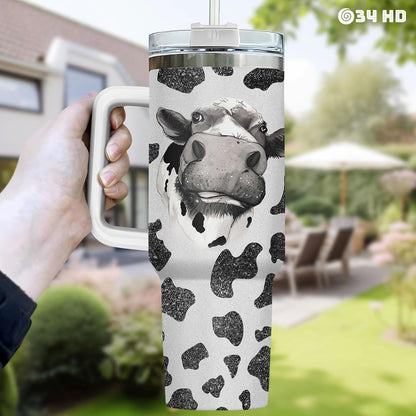 Funny Cow Forgot What Was 40 oz Tumbler with Handle, Cow Lover Gift | Ranch Lover Gift, Heifer Ranch Farmhouse Cattle Moo Barnyard Humor Witty Hilarious Comedy Tumbler
