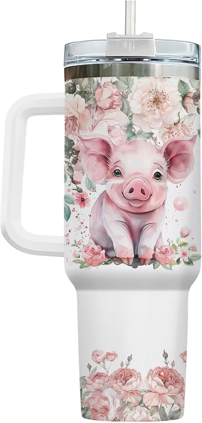 Funny Cow Forgot What Was 40 oz Tumbler with Handle, Cow Lover Gift | Ranch Lover Gift, Heifer Ranch Farmhouse Cattle Moo Barnyard Humor Witty Hilarious Comedy Tumbler