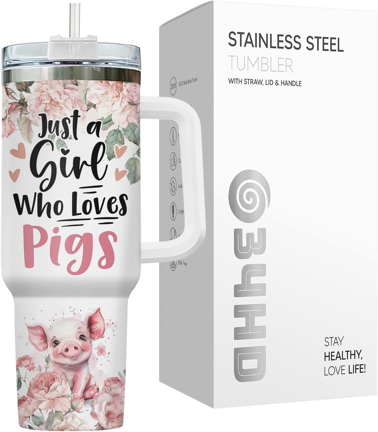 Funny Cow Forgot What Was 40 oz Tumbler with Handle, Cow Lover Gift | Ranch Lover Gift, Heifer Ranch Farmhouse Cattle Moo Barnyard Humor Witty Hilarious Comedy Tumbler