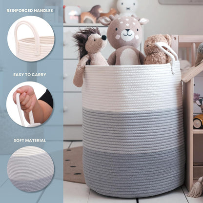 Rainbow Toy Basket & Blanket Storage Bin, Nursery 20x13"