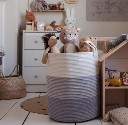 Rainbow Toy Basket & Blanket Storage Bin, Nursery 20x13"