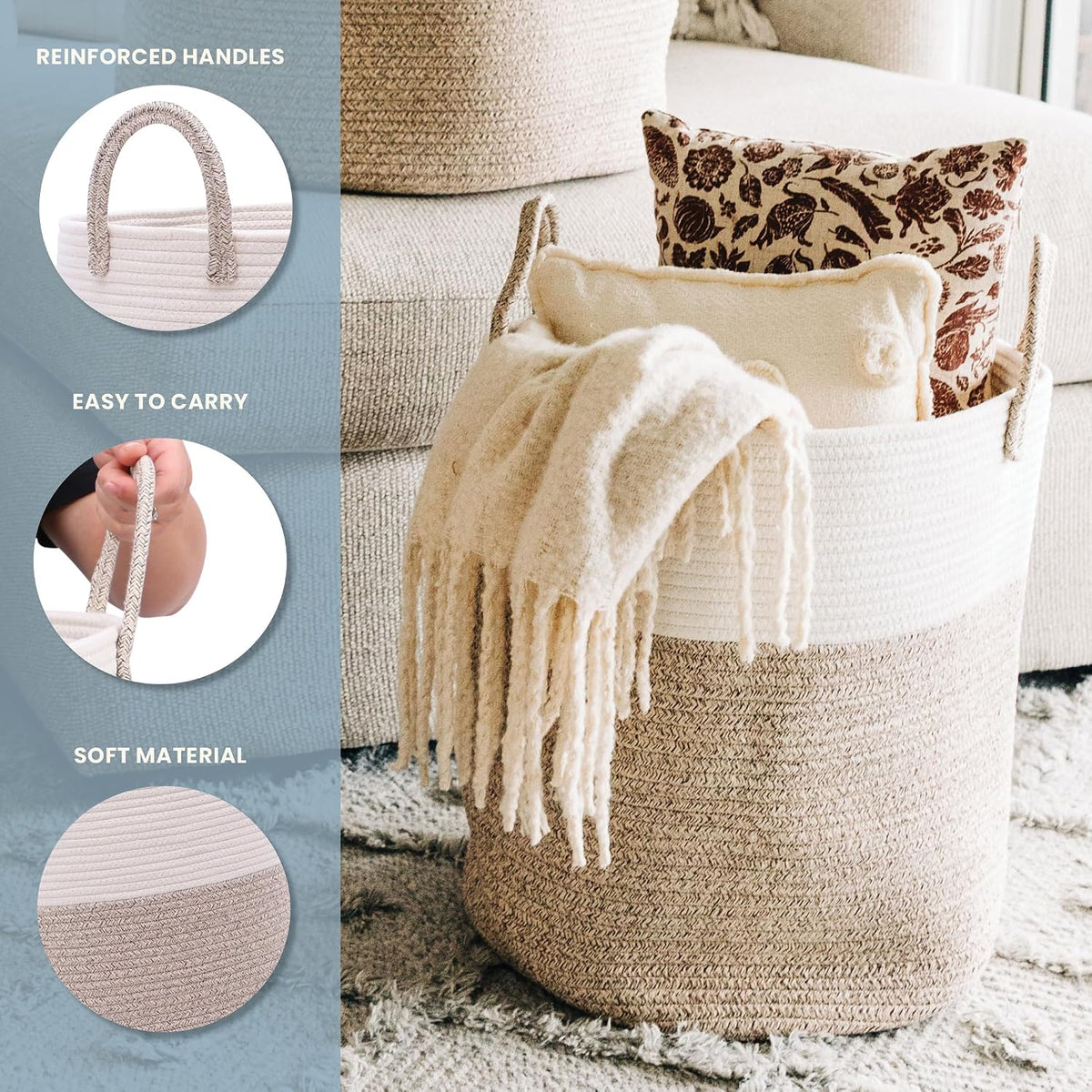Rainbow Toy Basket & Blanket Storage Bin, Nursery 20x13"