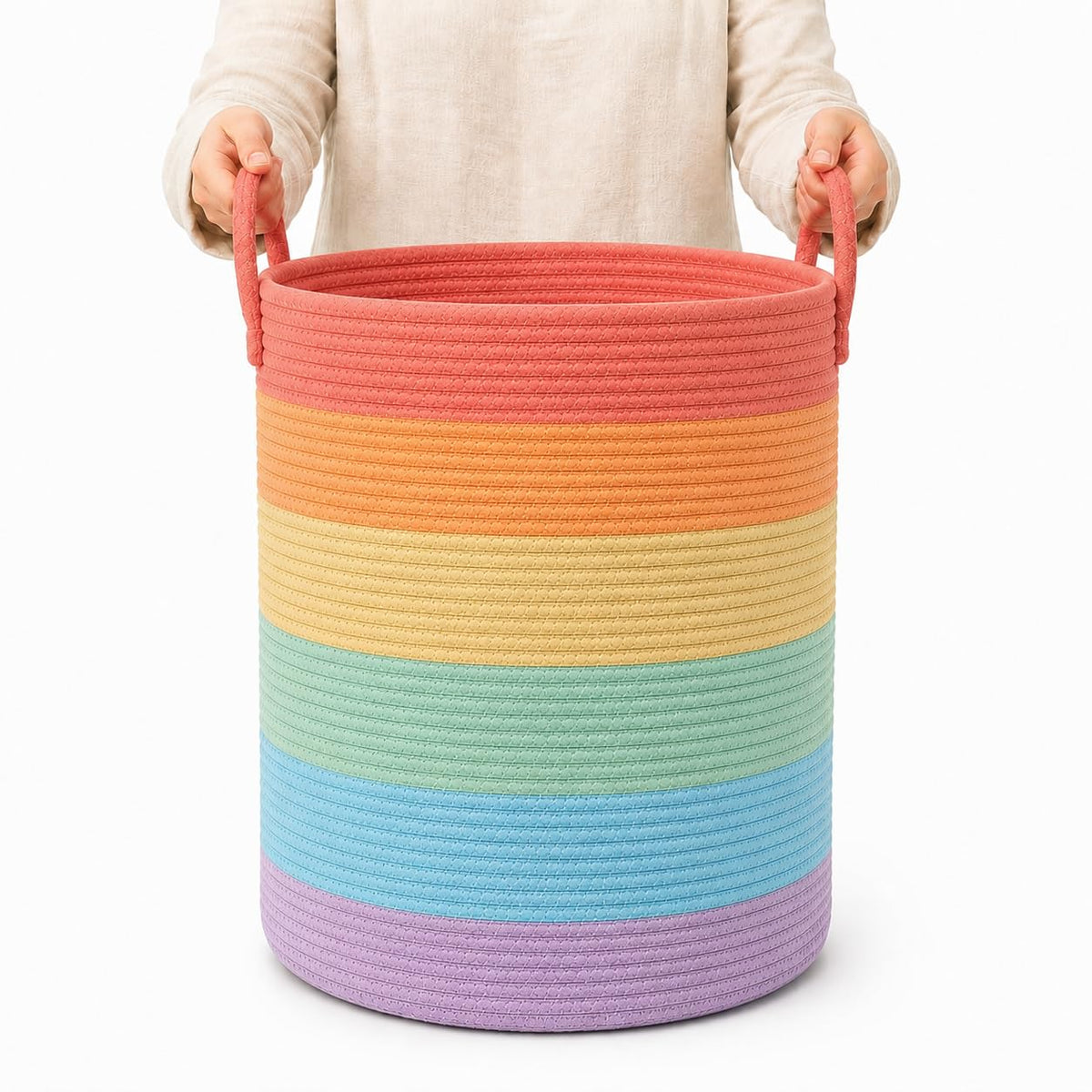 Rainbow Toy Basket & Blanket Storage Bin, Nursery 20x13"