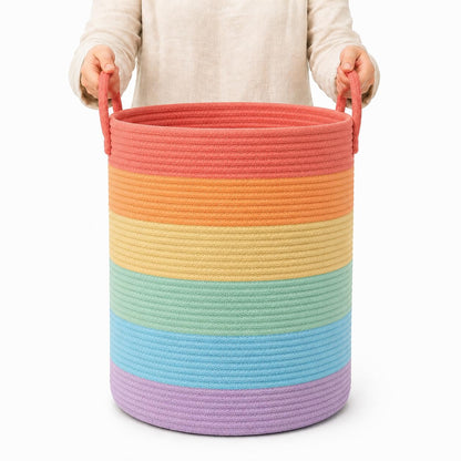 Rainbow Toy Basket & Blanket Storage Bin, Nursery 20x13"