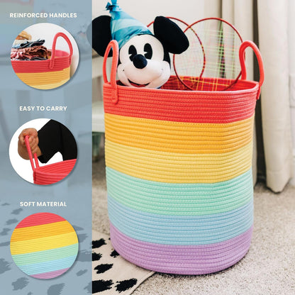 Rainbow Toy Basket & Blanket Storage Bin, Nursery 20x13"