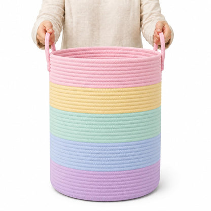 Rainbow Toy Basket & Blanket Storage Bin, Nursery 20x13"