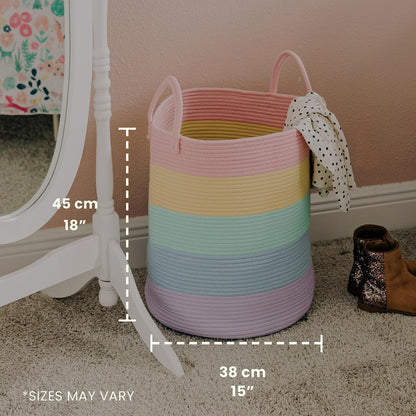 Rainbow Toy Basket & Blanket Storage Bin, Nursery 20x13"
