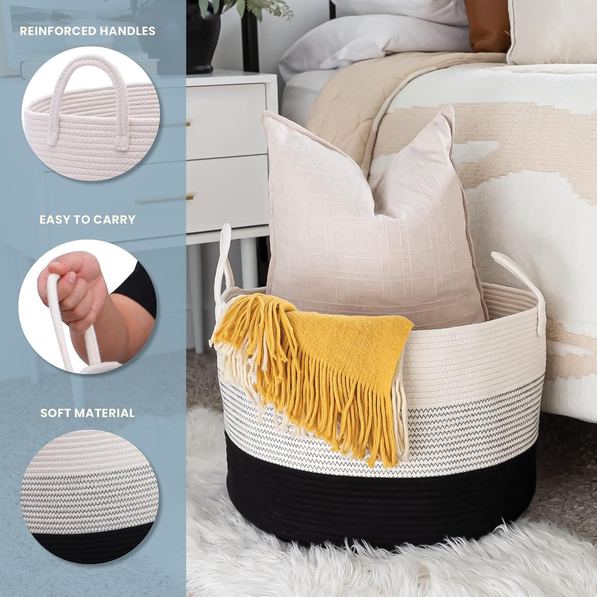 Rainbow Toy Basket & Blanket Storage Bin, Nursery 20x13"