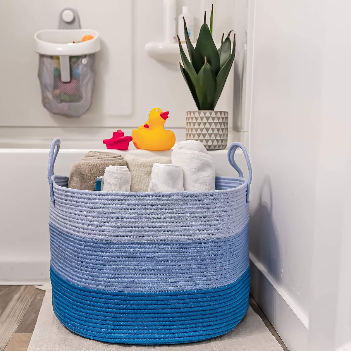 Rainbow Toy Basket & Blanket Storage Bin, Nursery 20x13"