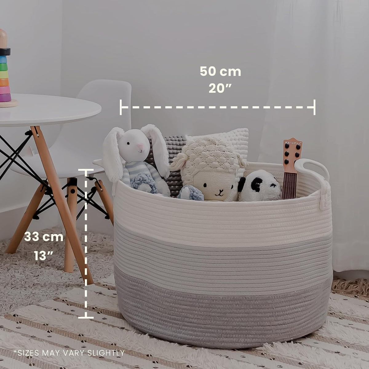 Rainbow Toy Basket & Blanket Storage Bin, Nursery 20x13"