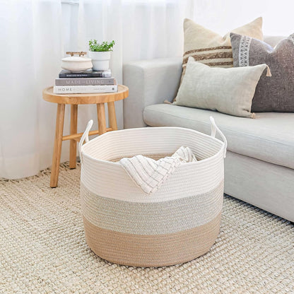 Rainbow Toy Basket & Blanket Storage Bin, Nursery 20x13"
