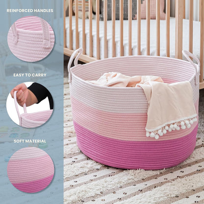 Rainbow Toy Basket & Blanket Storage Bin, Nursery 20x13"