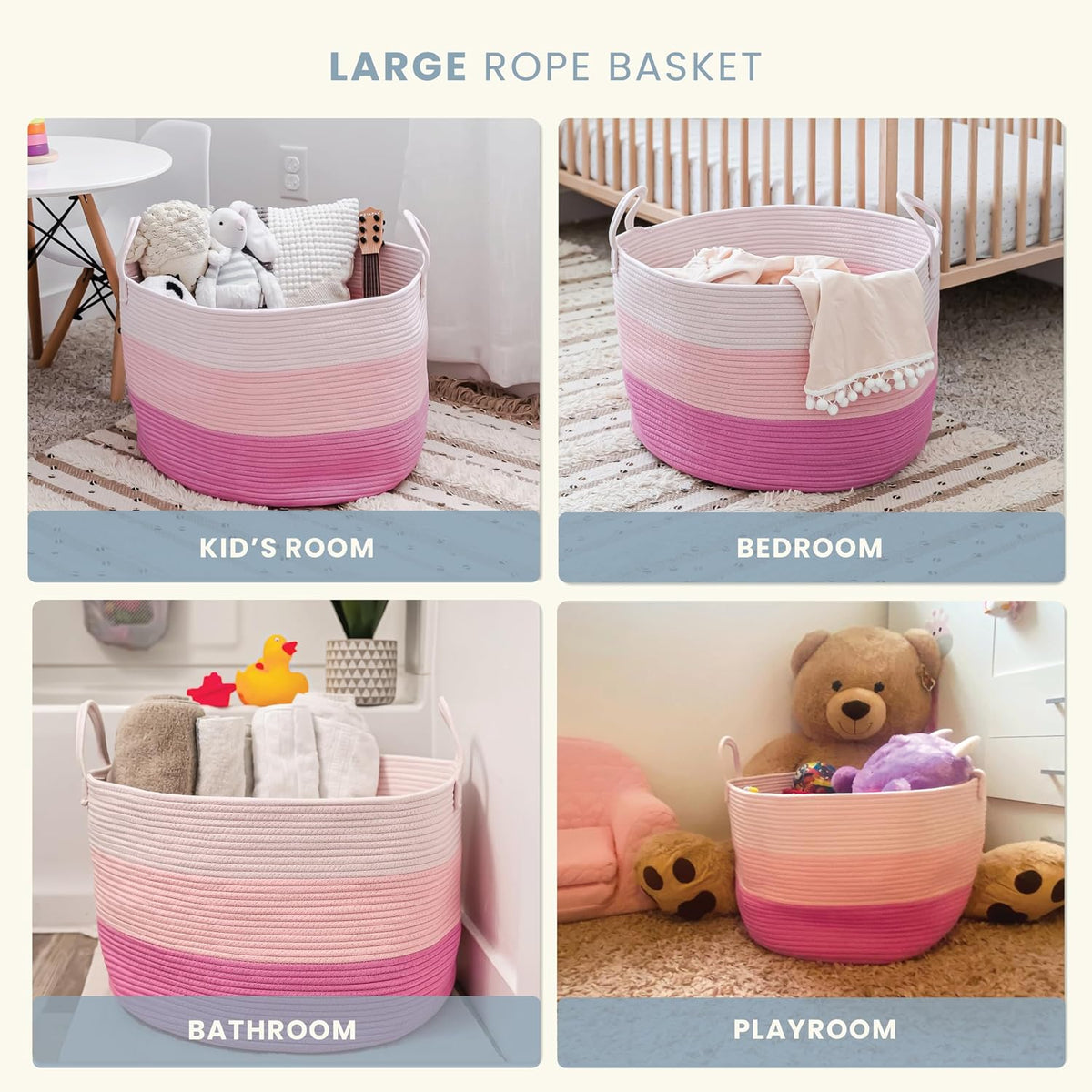 Rainbow Toy Basket & Blanket Storage Bin, Nursery 20x13"