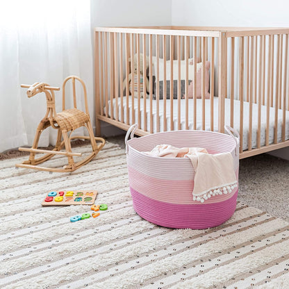 Rainbow Toy Basket & Blanket Storage Bin, Nursery 20x13"