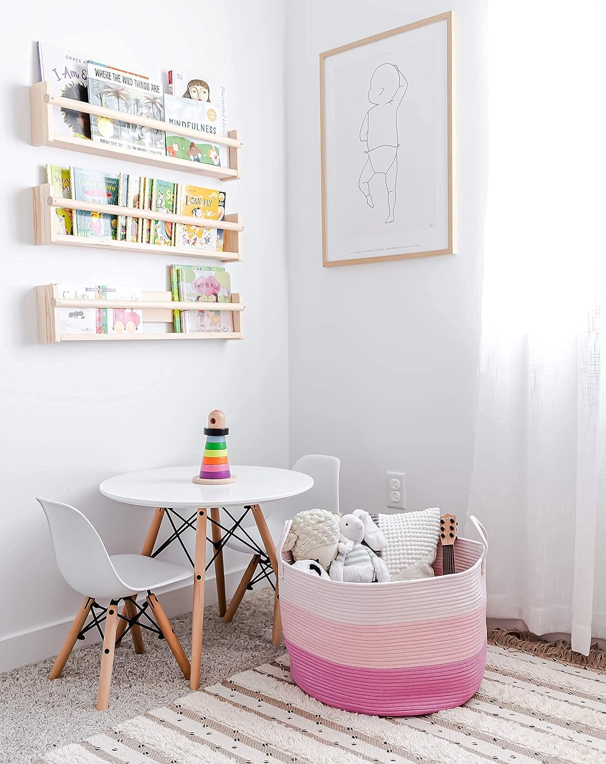 Rainbow Toy Basket & Blanket Storage Bin, Nursery 20x13"
