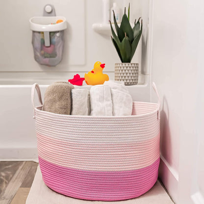 Rainbow Toy Basket & Blanket Storage Bin, Nursery 20x13"