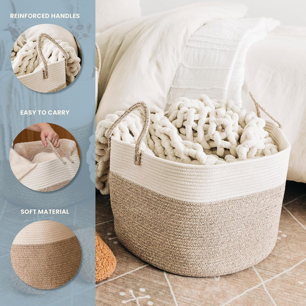 Rainbow Toy Basket & Blanket Storage Bin, Nursery 20x13"