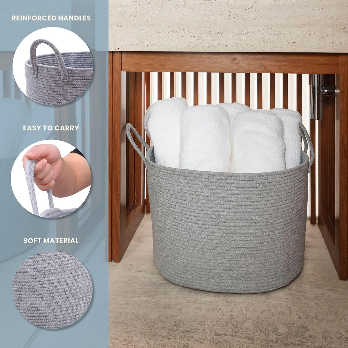 Rainbow Toy Basket & Blanket Storage Bin, Nursery 20x13"