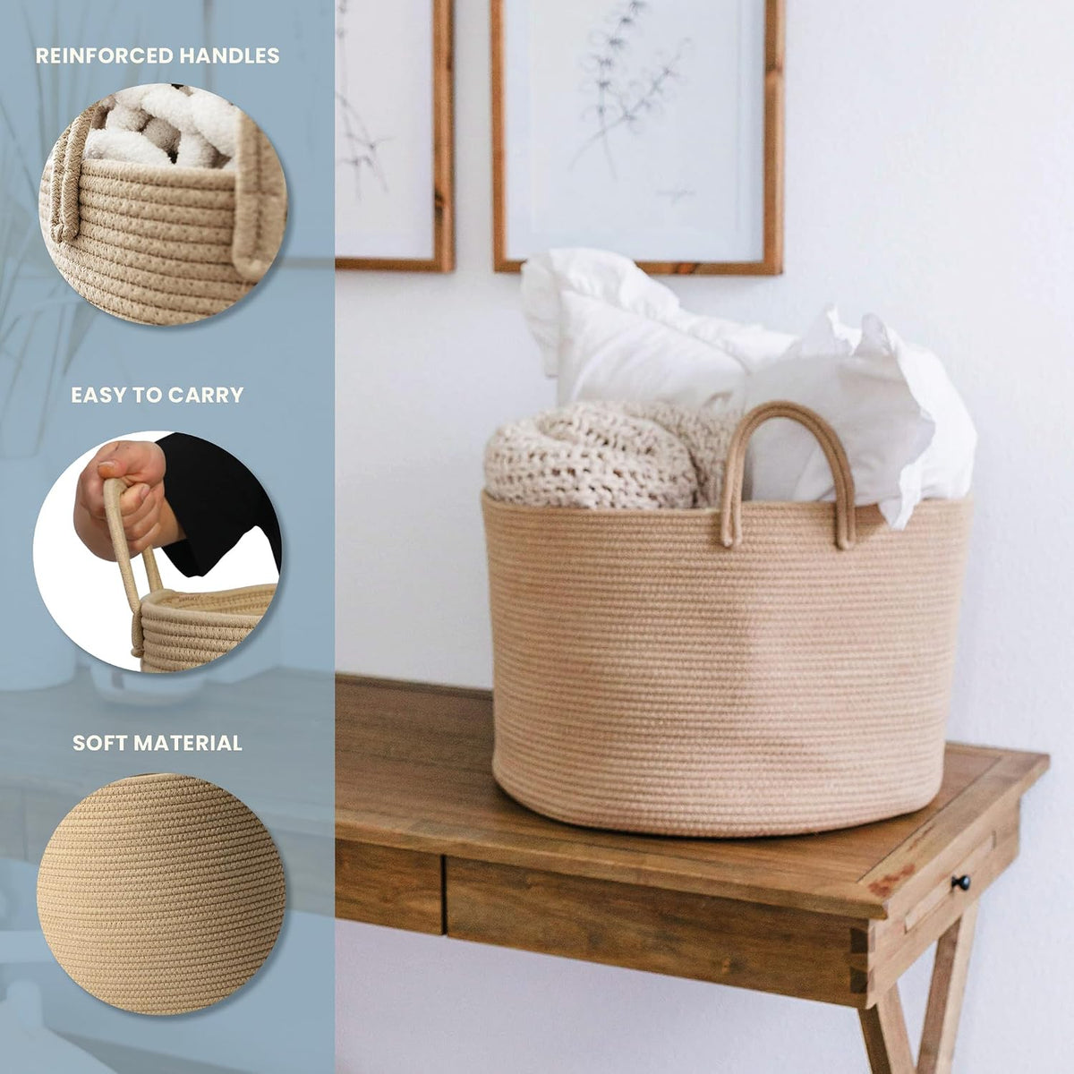Rainbow Toy Basket & Blanket Storage Bin, Nursery 20x13"