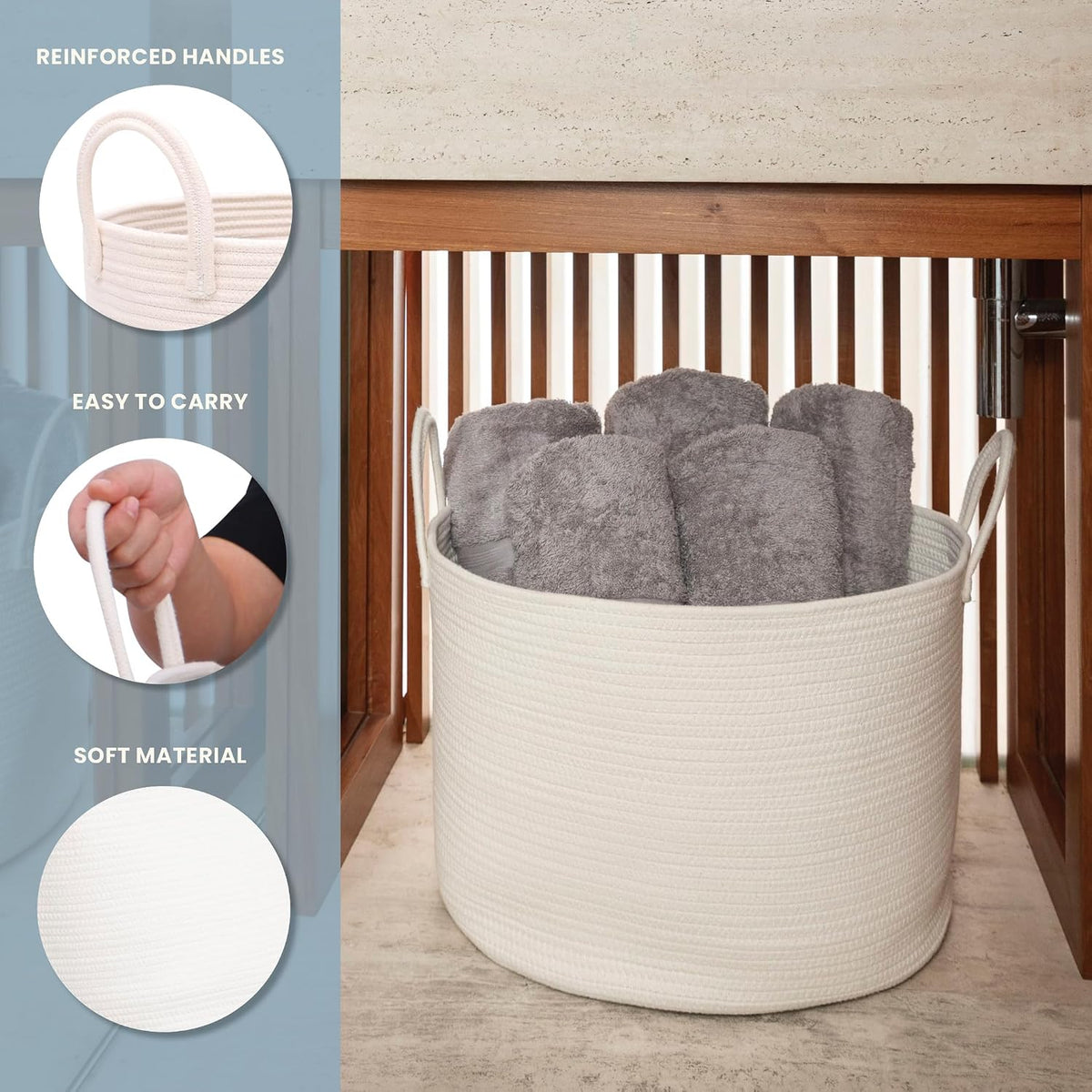 Rainbow Toy Basket & Blanket Storage Bin, Nursery 20x13"