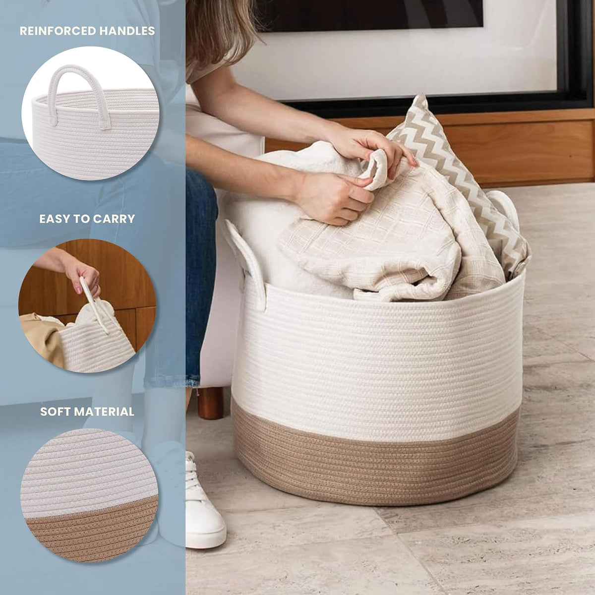 Rainbow Toy Basket & Blanket Storage Bin, Nursery 20x13"