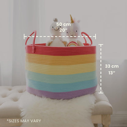 Rainbow Toy Basket & Blanket Storage Bin, Nursery 20x13"