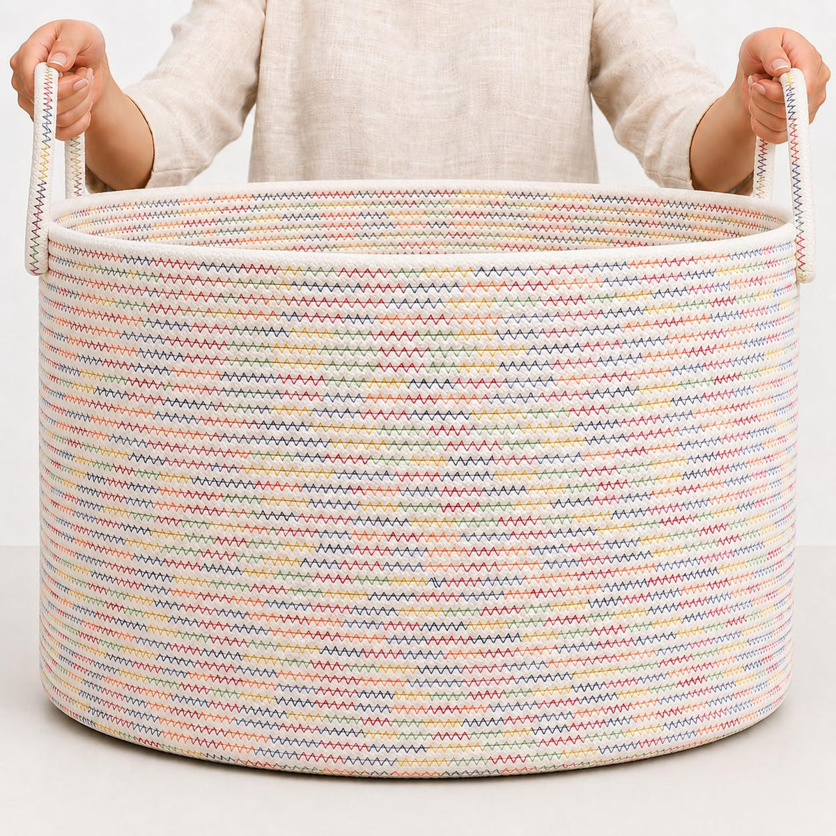 Rainbow Toy Basket & Blanket Storage Bin, Nursery 20x13"