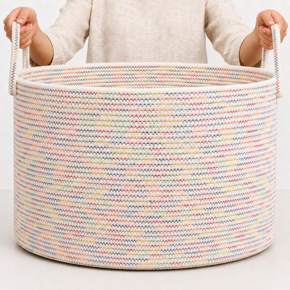 Rainbow Toy Basket & Blanket Storage Bin, Nursery 20x13"