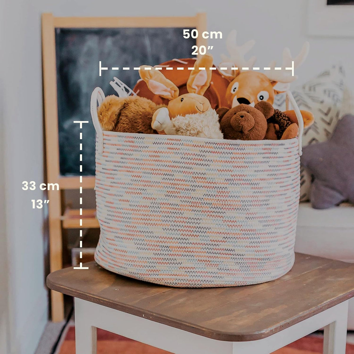 Rainbow Toy Basket & Blanket Storage Bin, Nursery 20x13"