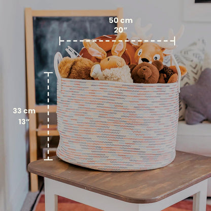 Rainbow Toy Basket & Blanket Storage Bin, Nursery 20x13"