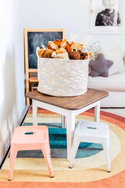 Rainbow Toy Basket & Blanket Storage Bin, Nursery 20x13"