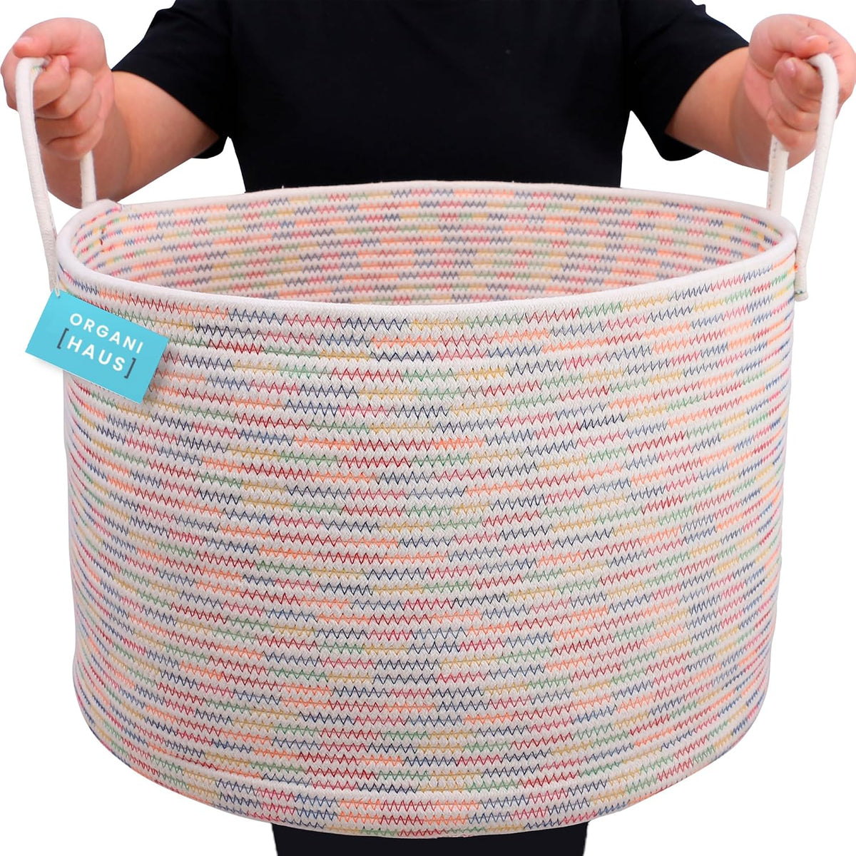 Rainbow Toy Basket & Blanket Storage Bin, Nursery 20x13"