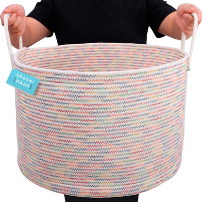 Rainbow Toy Basket & Blanket Storage Bin, Nursery 20x13"