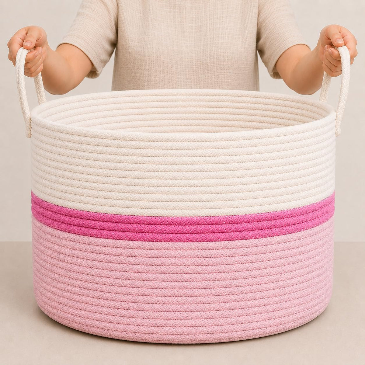 Rainbow Toy Basket & Blanket Storage Bin, Nursery 20x13"