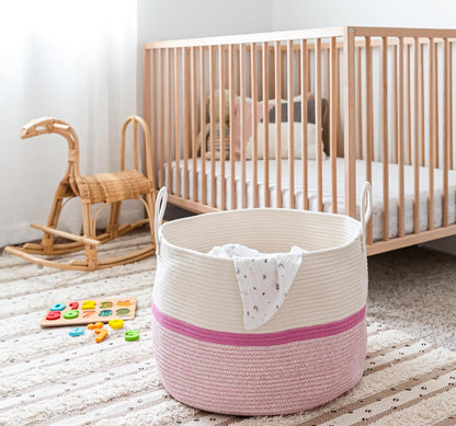 Rainbow Toy Basket & Blanket Storage Bin, Nursery 20x13"