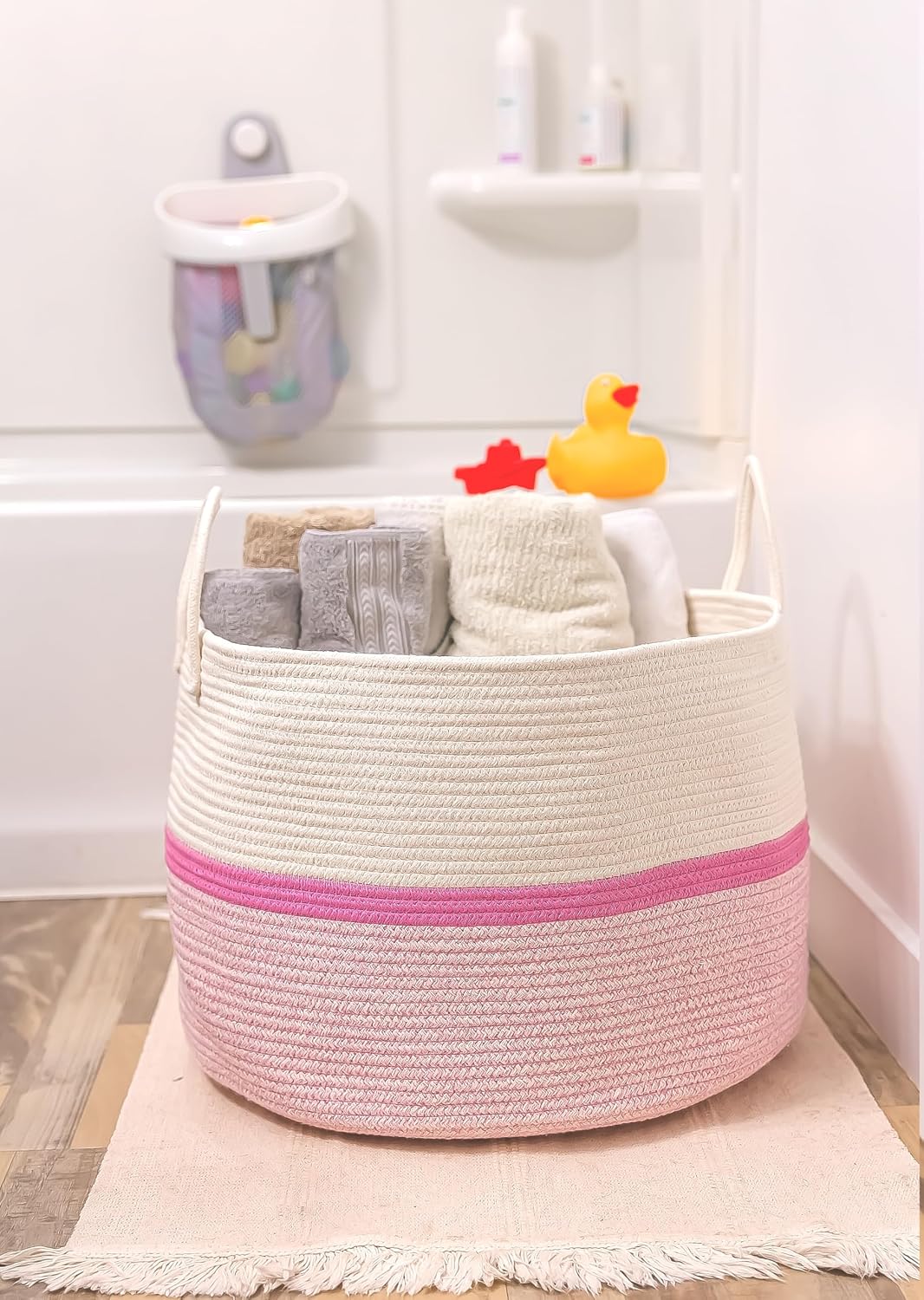 Rainbow Toy Basket & Blanket Storage Bin, Nursery 20x13"