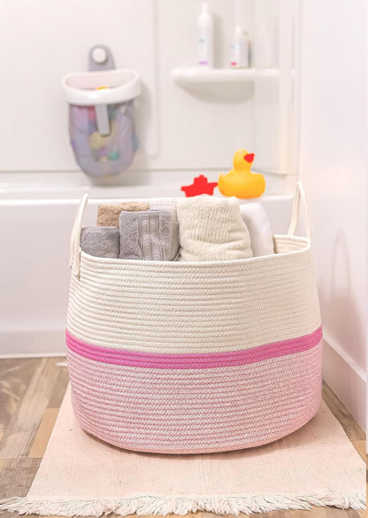Rainbow Toy Basket & Blanket Storage Bin, Nursery 20x13"