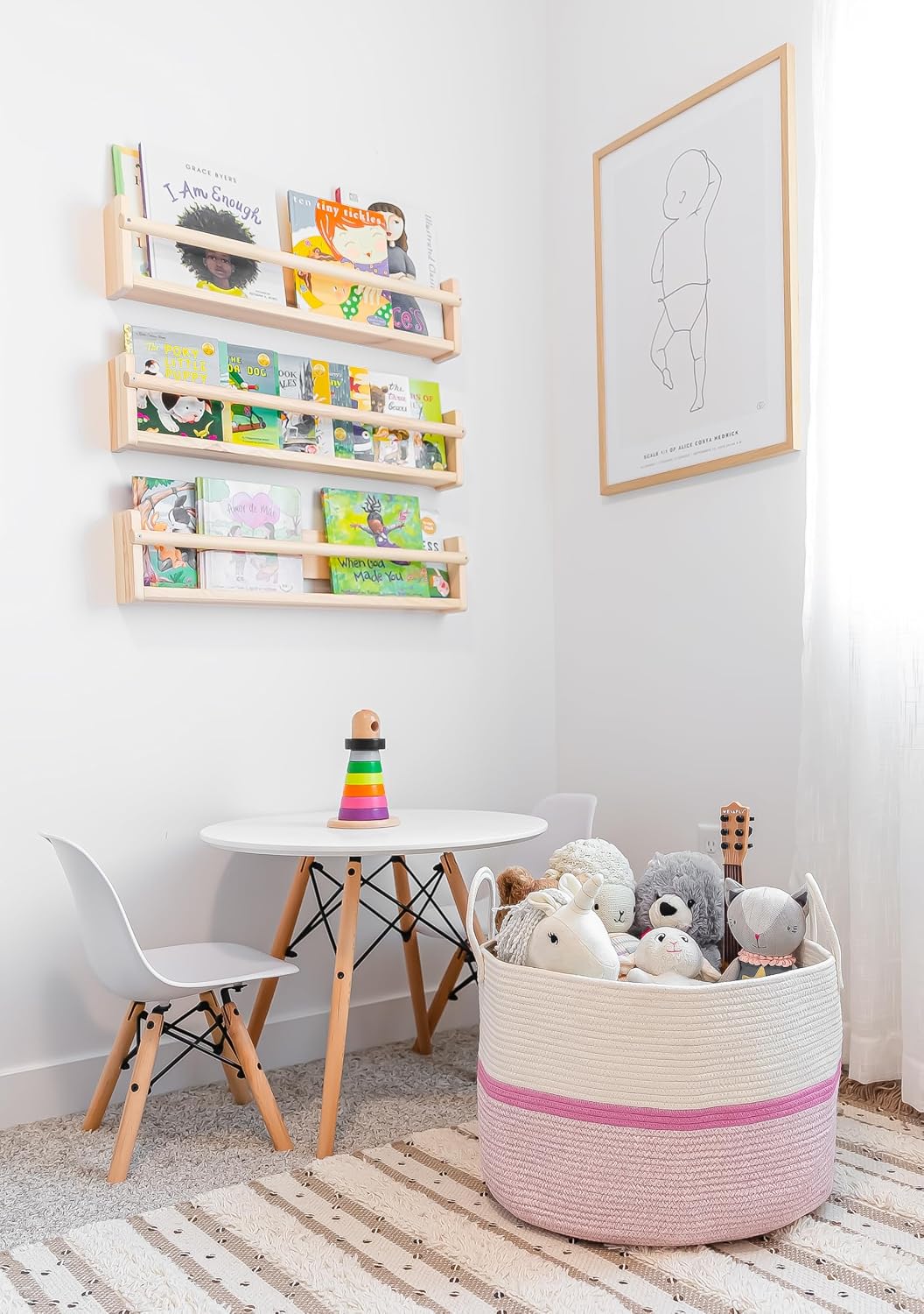 Rainbow Toy Basket & Blanket Storage Bin, Nursery 20x13"