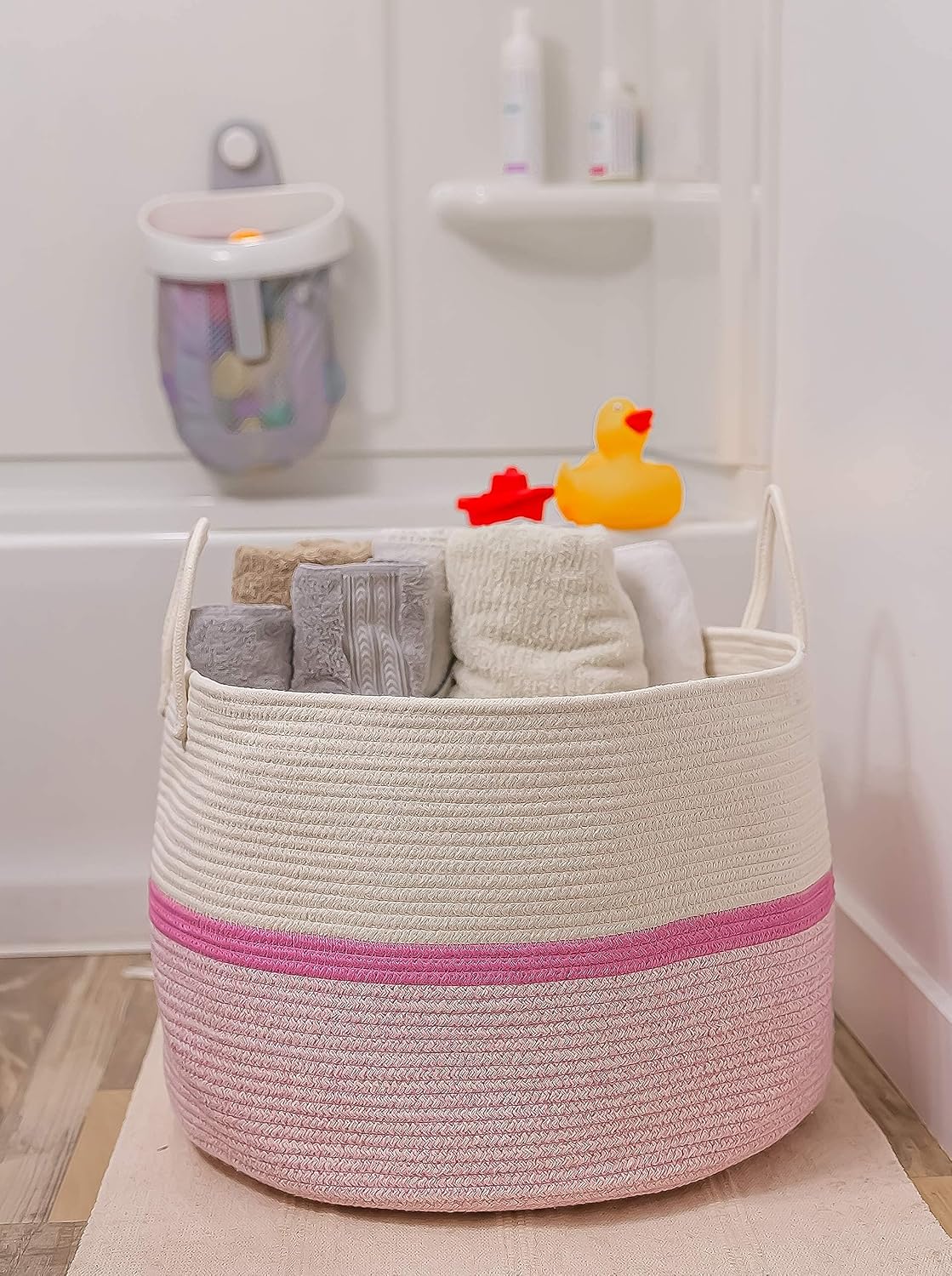 Rainbow Toy Basket & Blanket Storage Bin, Nursery 20x13"