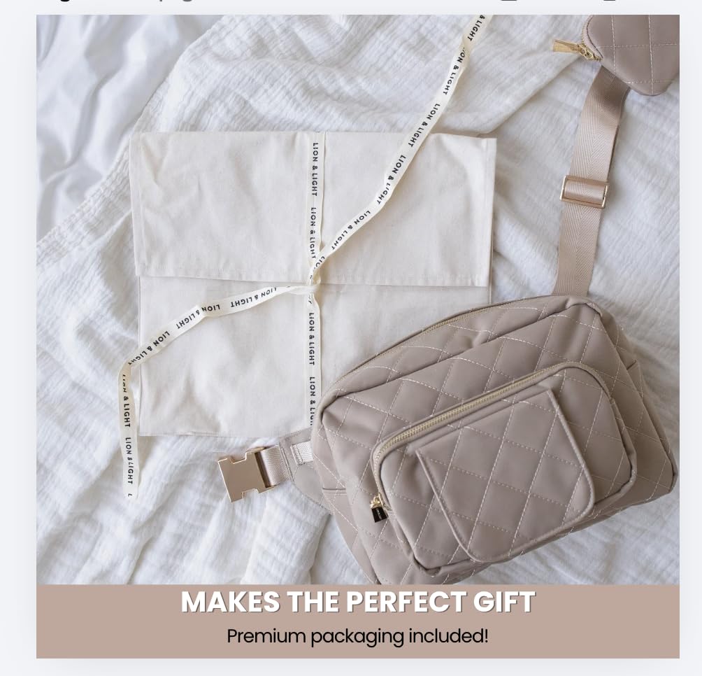 ® Small Diaper Bag - Mini Diaper Bag with Portable Changing Pad, Fanny Pack Crossbody Bags for Baby & Toddler, Beige Travel-Friendly Baby Tote with Adjustable Strap & Zippered Pockets
