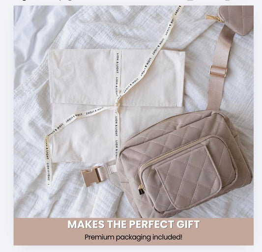 ® Small Diaper Bag - Mini Diaper Bag with Portable Changing Pad, Fanny Pack Crossbody Bags for Baby & Toddler, Beige Travel-Friendly Baby Tote with Adjustable Strap & Zippered Pockets