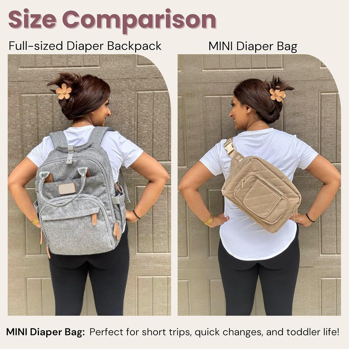 ® Small Diaper Bag - Mini Diaper Bag with Portable Changing Pad, Fanny Pack Crossbody Bags for Baby & Toddler, Beige Travel-Friendly Baby Tote with Adjustable Strap & Zippered Pockets