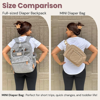 ® Small Diaper Bag - Mini Diaper Bag with Portable Changing Pad, Fanny Pack Crossbody Bags for Baby & Toddler, Beige Travel-Friendly Baby Tote with Adjustable Strap & Zippered Pockets