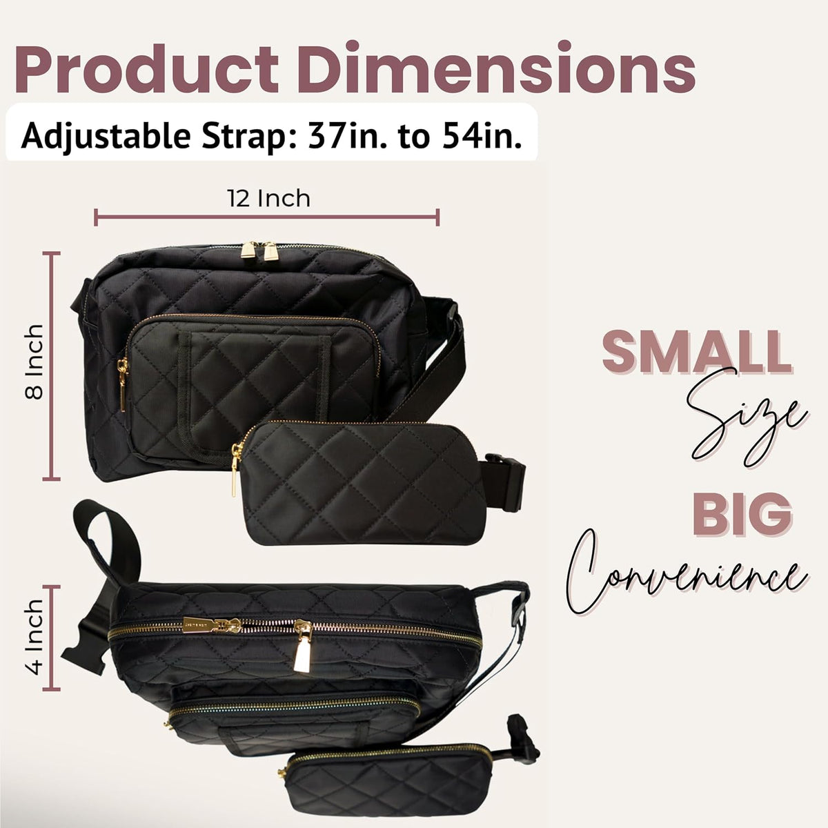 ® Small Diaper Bag - Mini Diaper Bag with Portable Changing Pad, Fanny Pack Crossbody Bags for Baby & Toddler, Beige Travel-Friendly Baby Tote with Adjustable Strap & Zippered Pockets